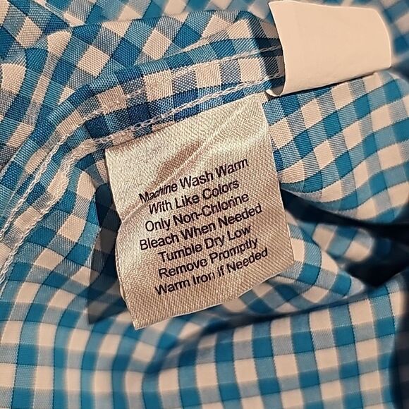 Mens gingham long sleeve button front shirt size 16-1/2. 36-37 tall - Picture 6 of 7